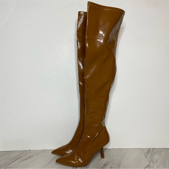 New! BP Everlee Brown Faux Patent Leather Over the Knee Boot 9M - Picture 15 of 15